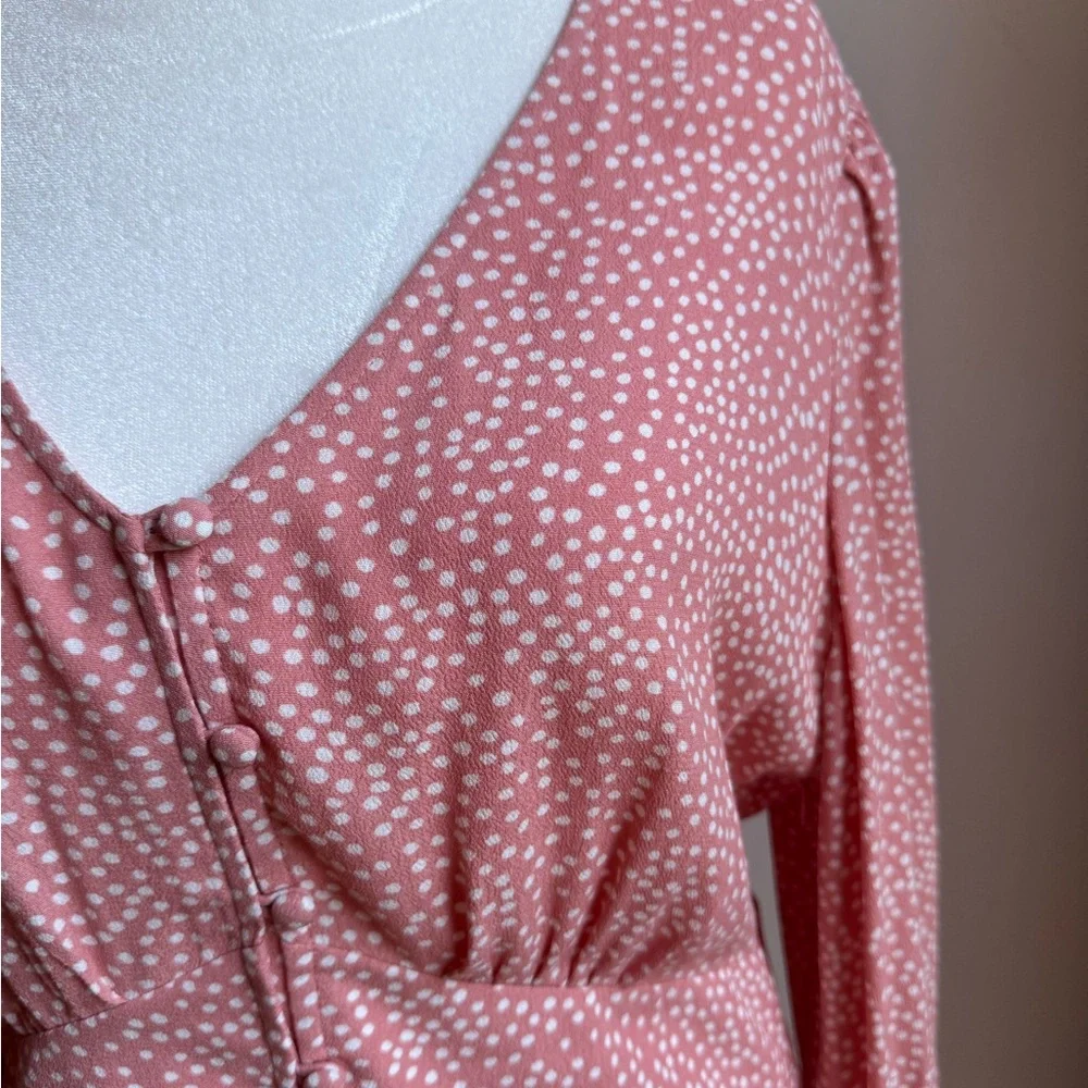LOFT Coral Pink‎ Button-Front Peplum Blouse Women’s Size 6
